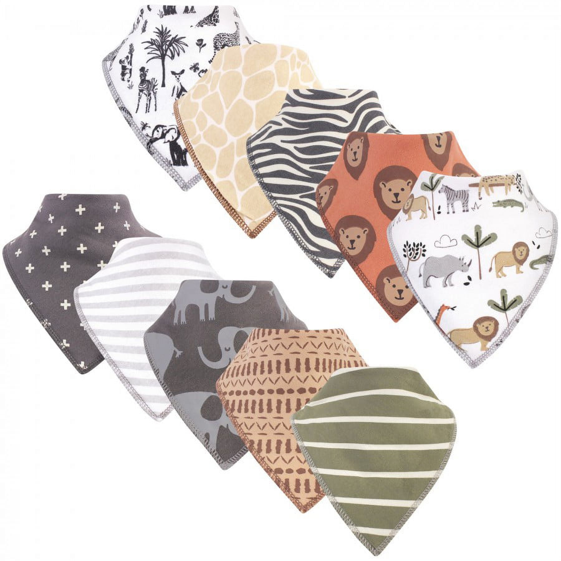 某メーカー Bandana Fleece Cotton Boy Infant Baby Hudson Bibs Dino 10pk, ベビー