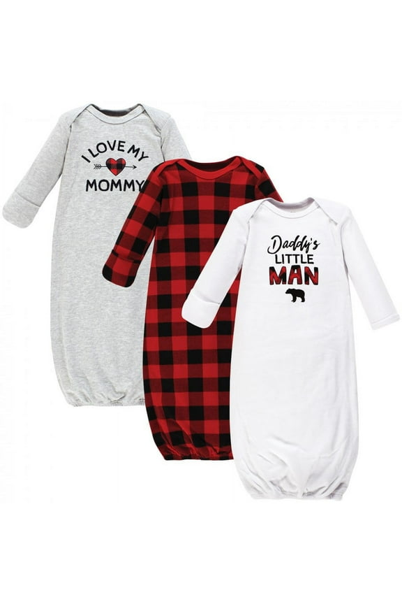 Infant Boy Cotton Gowns, Buffalo Plaid Family, Preemie/Newborn