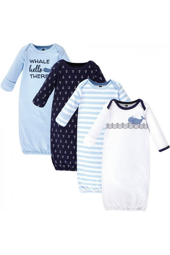 Infant Boy Cotton Gowns, Sailor Whale, Preemie-Newborn