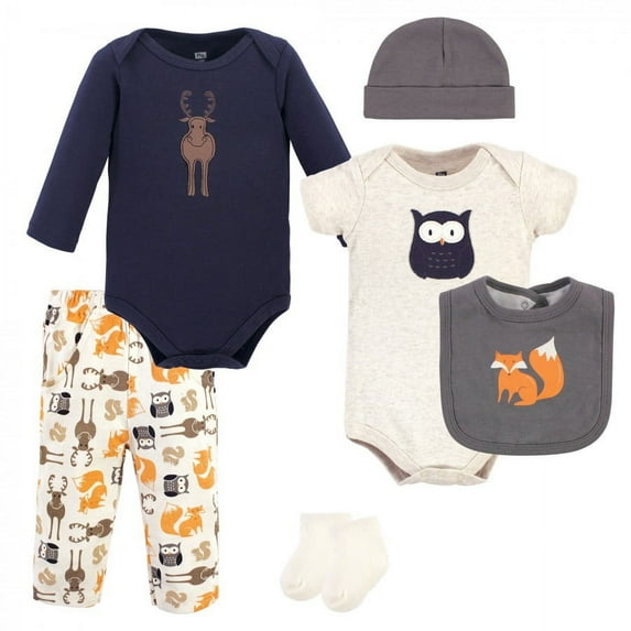 Hudson Baby Infant Boy Cotton Layette Set, Owl, 3-6 Months