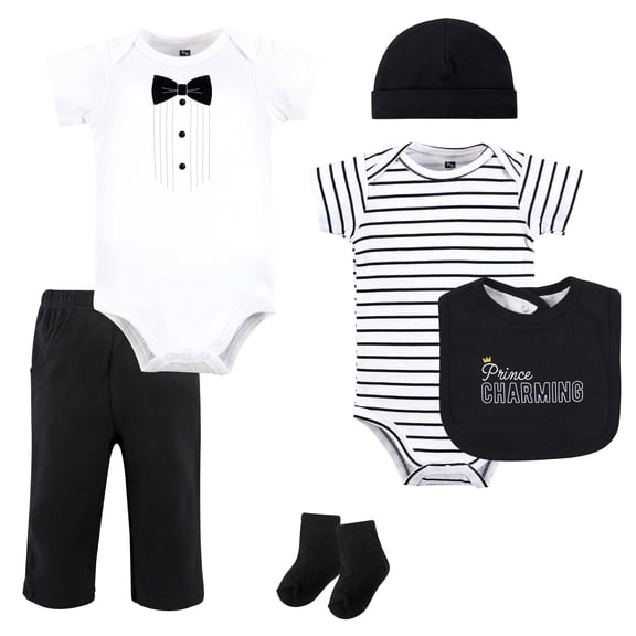 Hudson Baby Infant Boy Cotton Layette Set, Prince Charming Tux, 3-6 Months