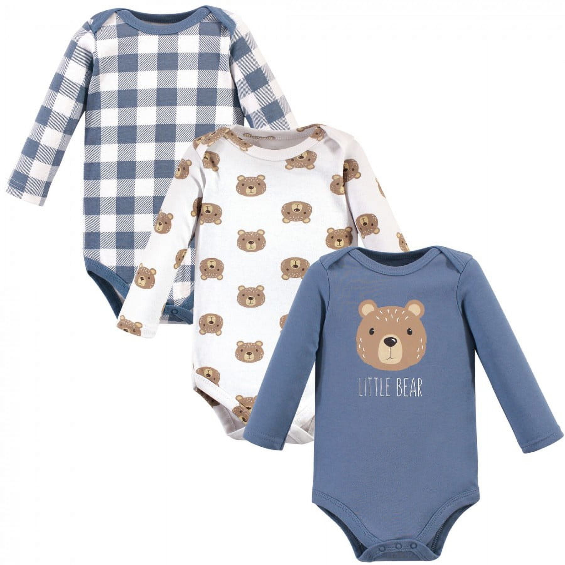 Hudson Baby Cotton Long-Sleeve Bodysuits, 3- Pack, Newborn- 24 Months