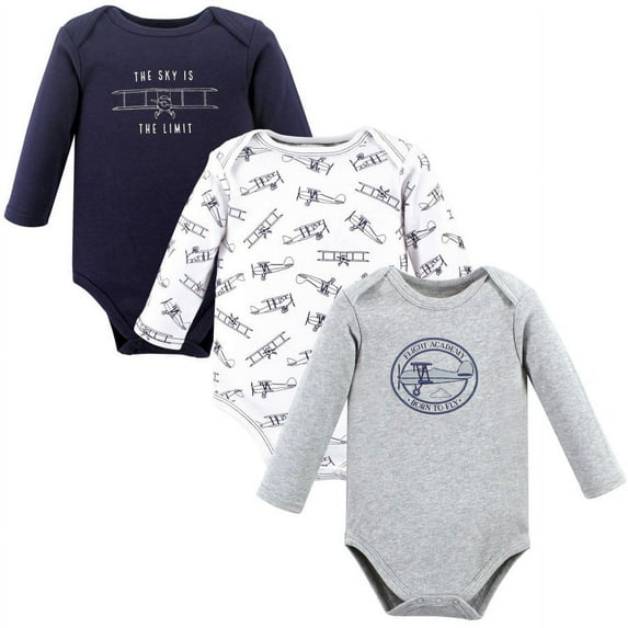 Hudson Baby Cotton Long-Sleeve Bodysuits, 3- Pack, Newborn- 24 Months