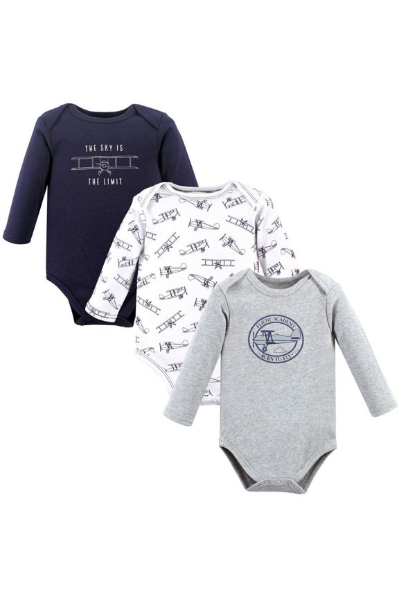 Cotton Long-Sleeve Bodysuits, 3- Pack, Newborn- 24 Months