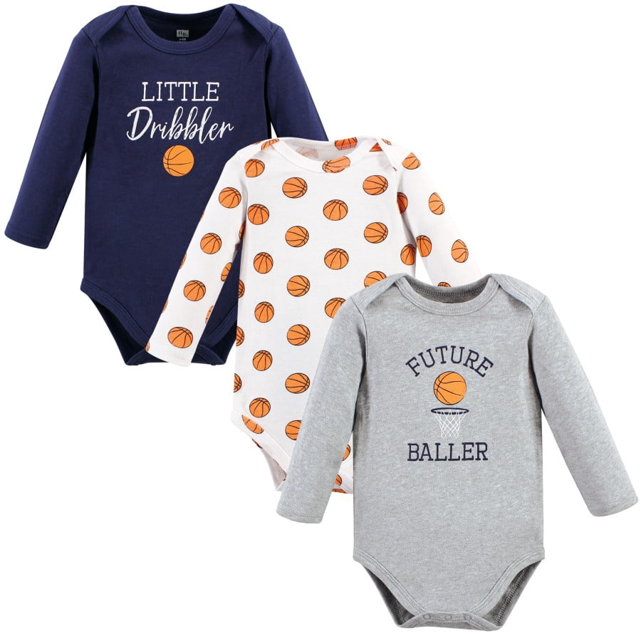 Hudson Baby Cotton Long-Sleeve Bodysuits, 3- Pack, Newborn- 24 Months