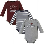 Hudson Baby Infant Boy Cotton Long-Sleeve Bodysuits, Boy Daddy 3-Pack, Preemie