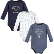 Hudson Baby Infant Boy Cotton Long-Sleeve Bodysuits, Boy Dogs 3-Pack, Preemie