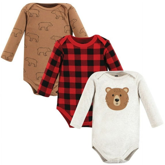 Hudson Baby Cotton Long-Sleeve Bodysuits, 3- Pack, Newborn- 24 Months