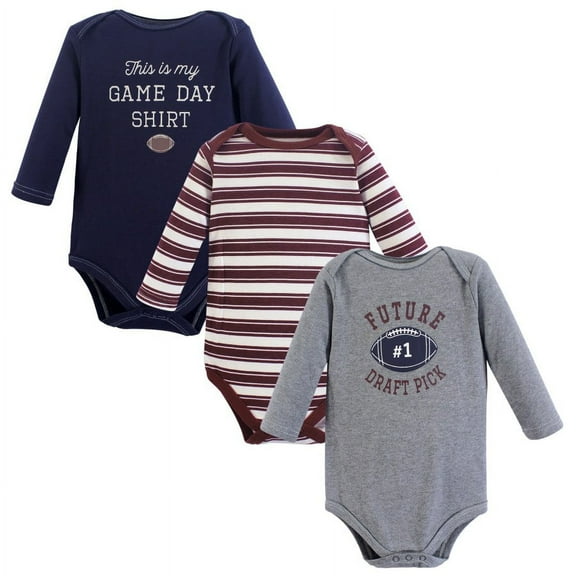 Hudson Baby Infant Boy Cotton Long-Sleeve Bodysuits, Football, 6-9 Months