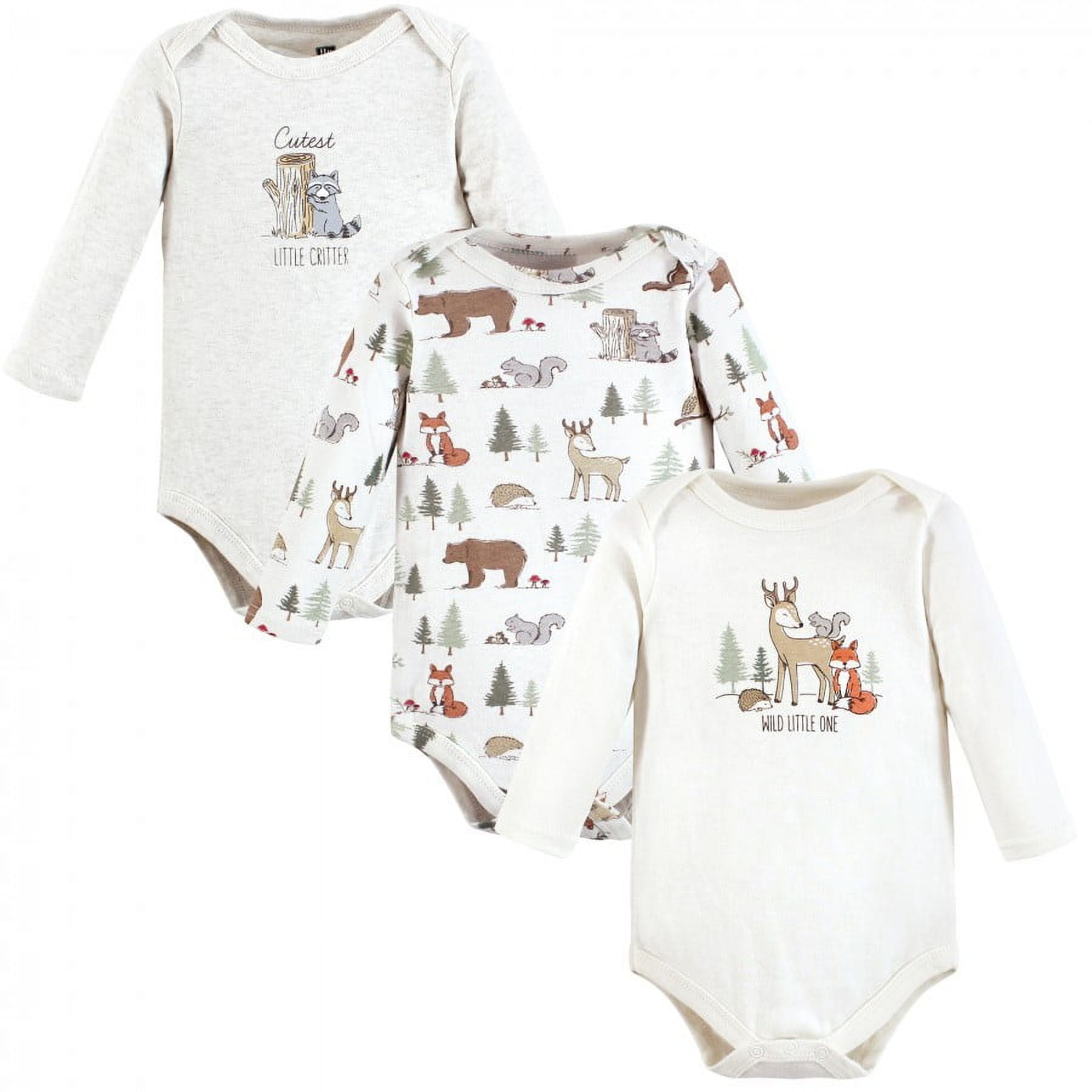 Hudson Baby Cotton Long-Sleeve Bodysuits, 3-Pack, Newborn- 24 Months