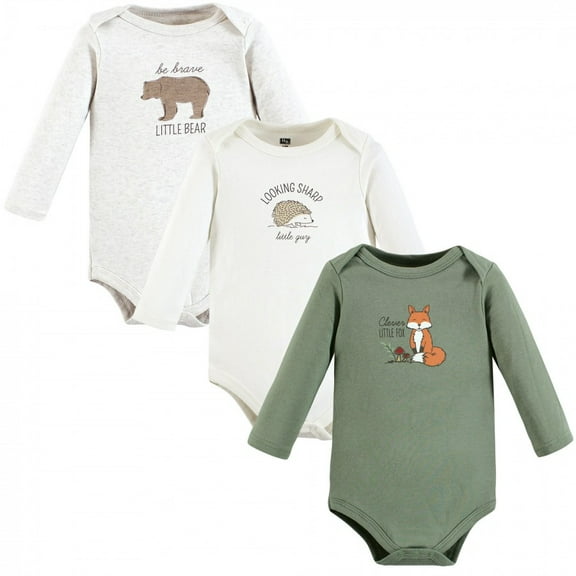 Hudson Baby Infant Boy Cotton Long-Sleeve Bodysuits, Forest Fox, 0-3 Months