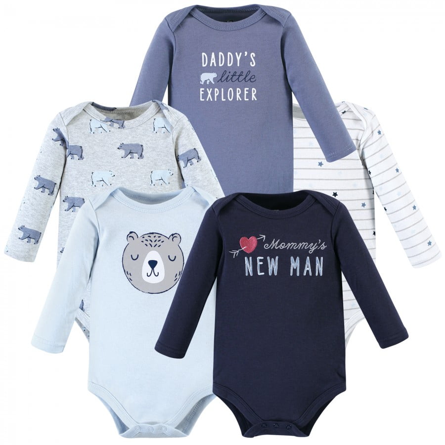 Hudson Baby Cotton Long Sleeve Bodysuits 5 Pack Newborn 24 Months Walmart Business Supplies