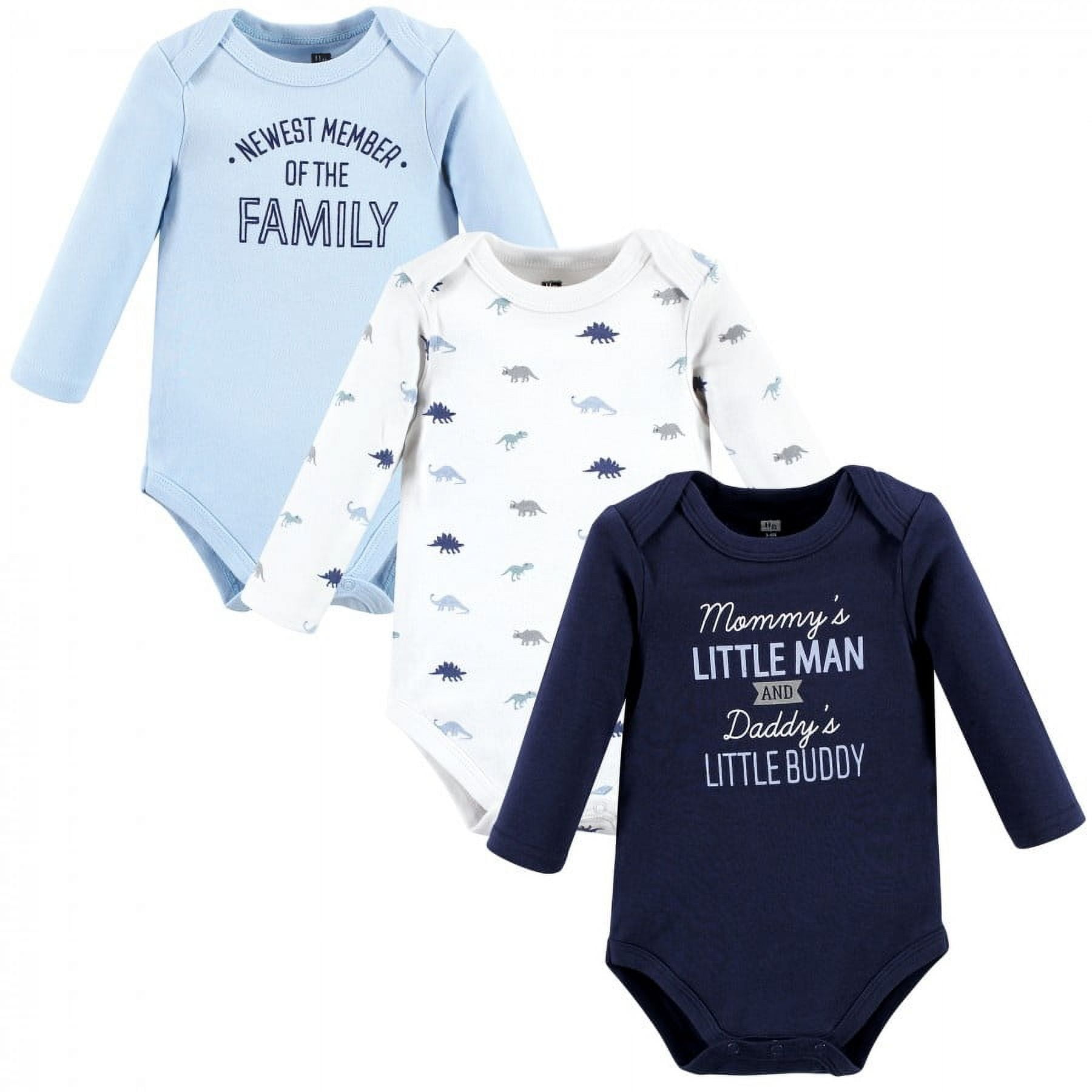 Hudson Baby Cotton Long-Sleeve Bodysuits, 3- Pack, Newborn- 24 Months