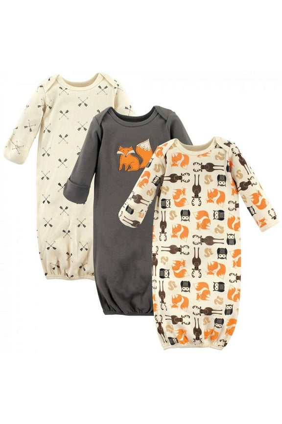 Infant Boy Cotton Long-Sleeve Gowns 3pk, Forest, 0-6 Months