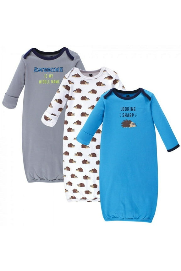 Infant Boy Cotton Long-Sleeve Gowns 3pk, Hedgehog, 0-6 Months