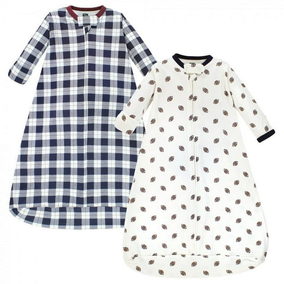 Hudson Baby Infant Boy Cotton Long-Sleeve Wearable Sleeping Bag, Sack, Blanket, Football, 12-18 Months