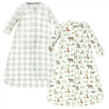 Hudson Baby Infant Boy Cotton Long-Sleeve Wearable Sleeping Bag, Sack, Blanket, Forest Animals, 0-3 Months