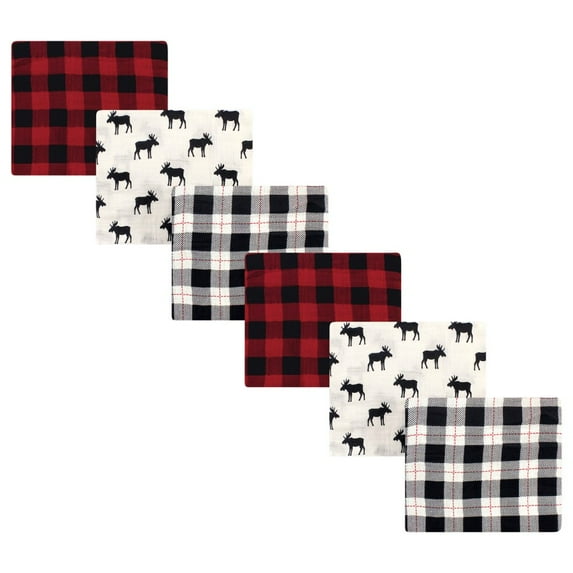 Hudson Baby Infant Boy Cotton Muslin Swaddle Blankets Bundle Set, Moose 6-Piece, 6-Pack