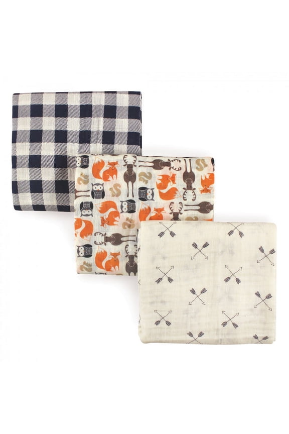 Infant Boy Cotton Muslin Swaddle Blankets, Forest, One Size