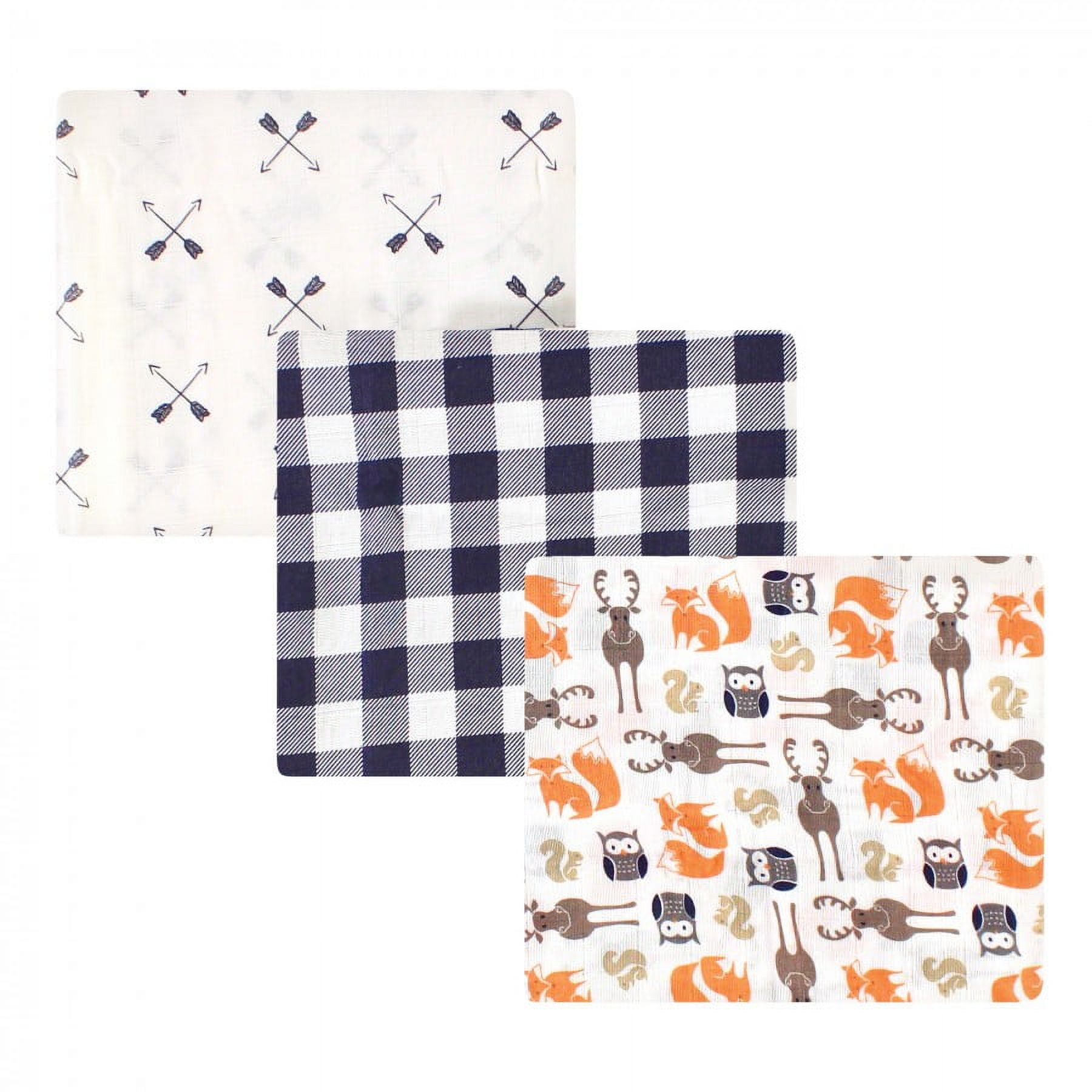 Hudson Baby Unisex Cotton Muslin Swaddle Blankets, Forest Animals Print, Set Of 4, 46x46 Inches, Soft & Breathable