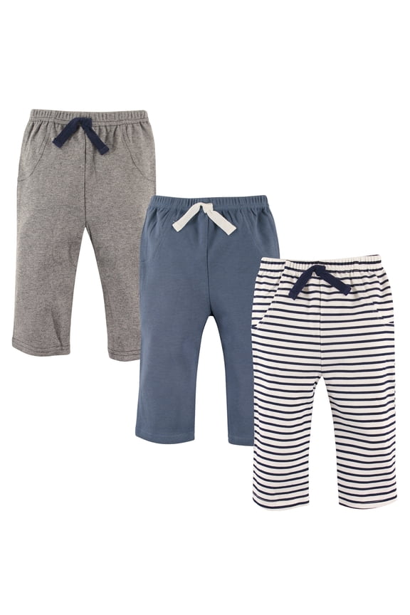 Infant Boy Cotton Pants and Leggings, Navy Stripe, Newborn