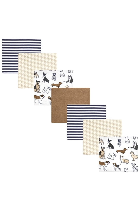 Infant Boy Cotton Poly Flannel Receiving Blankets Bundle, Handsome Dogs, One Size