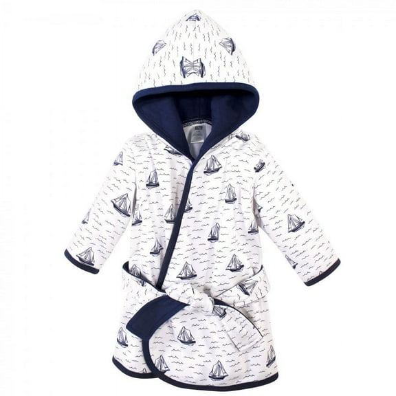 Hudson Baby Infant Boy Cotton Rich Bathrobe, Sailboat, 0-9M