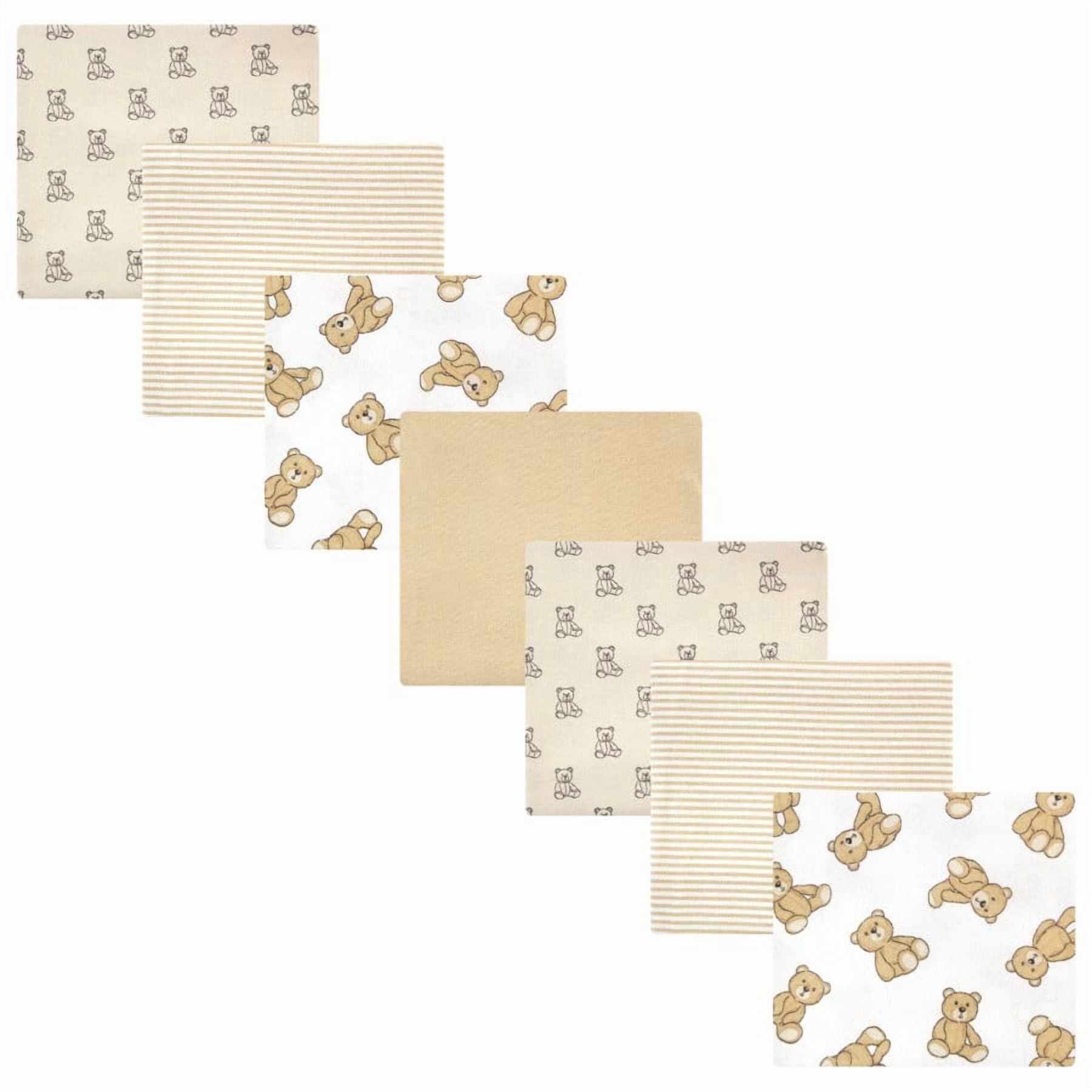 Hudson Baby Infant Boy Cotton Rich Flannel Receiving Blankets Bundle, Teddy Bears, One Size