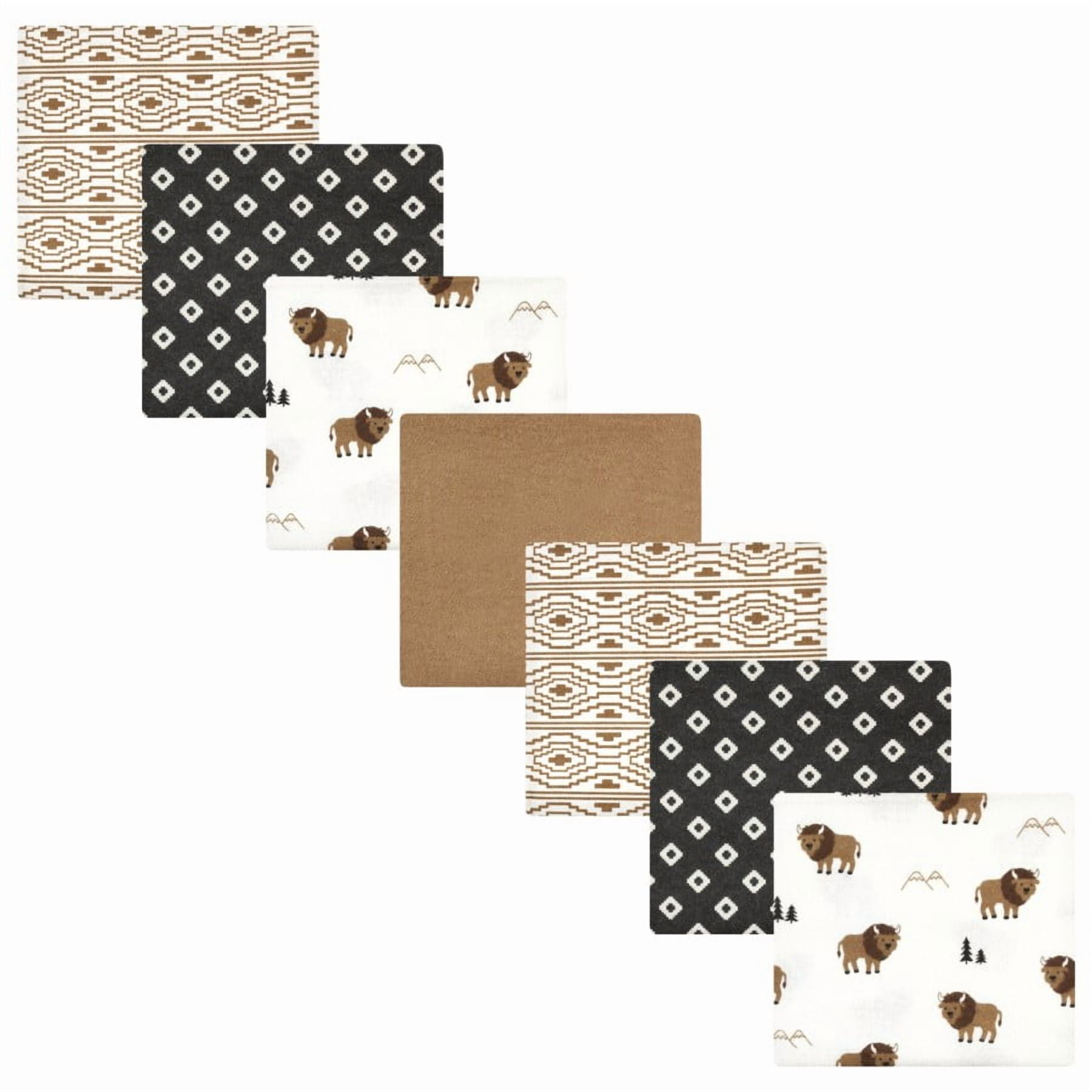 Hudson Baby Infant Boy Cotton Rich Flannel Receiving Blankets Bundle, Wild Buffalo, One Size