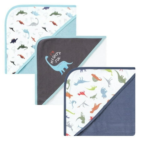 Hudson Baby Infant Boy Cotton Rich Hooded Towels, Dinosaurs, One Size