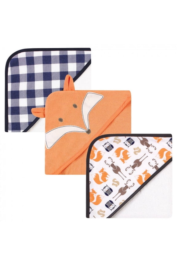Infant Boy Cotton Rich Hooded Towels, Fox, One Size