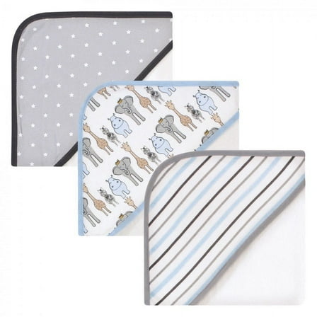 Hudson Baby Infant Boy Cotton Rich Hooded Towels, Royal Safari, One Size