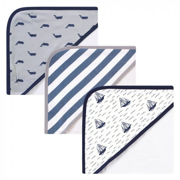 Hudson Baby Infant Boy Cotton Rich Hooded Towels, Sailboat, One Size