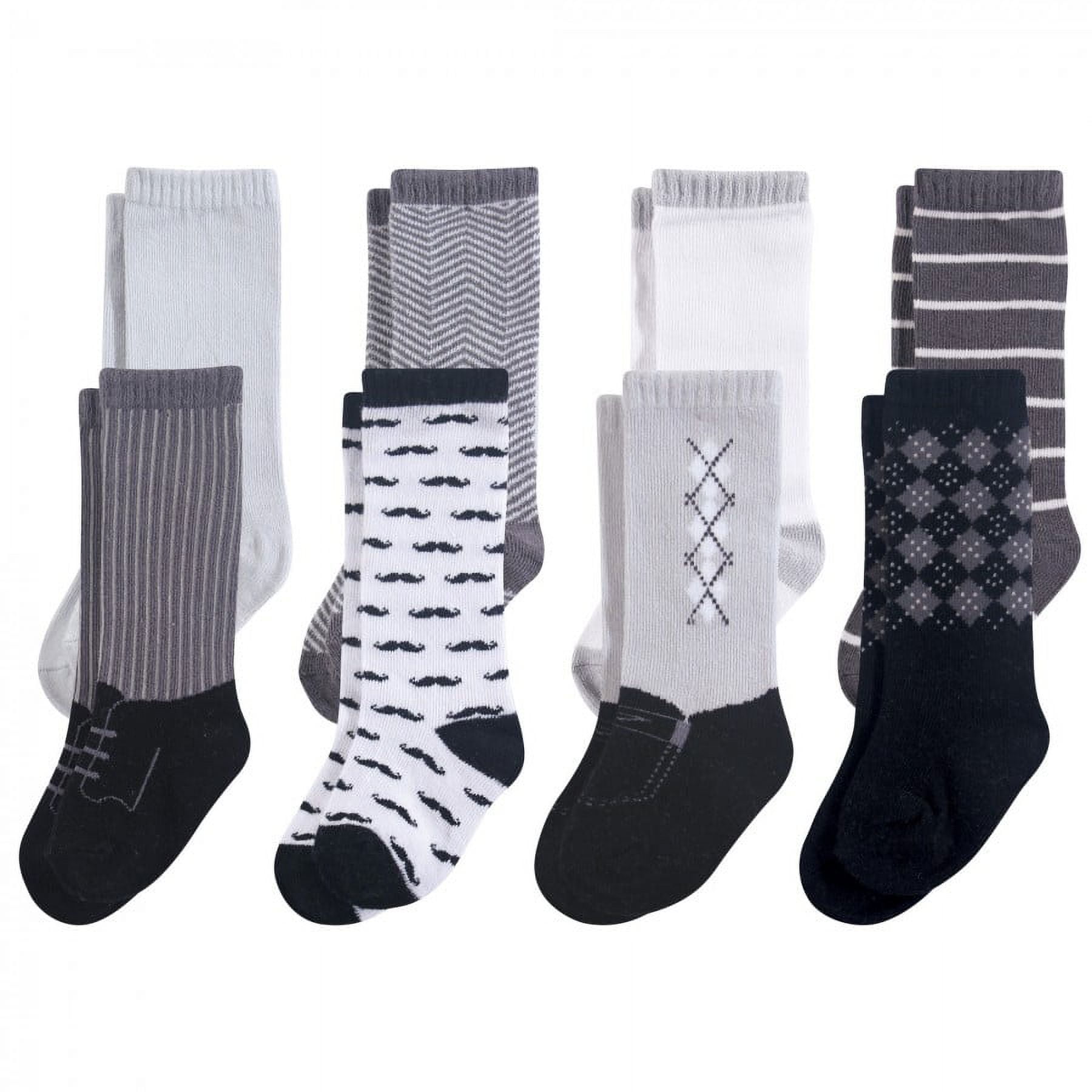 Hudson Baby Infant Boy Cotton Rich Knee-High Socks, Black Gentleman, 12-24 Months
