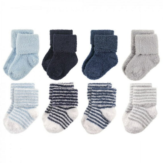 Hudson Baby Infant Boy Cotton Rich Newborn and Terry Socks, Boy Stripe, 0-6 Months