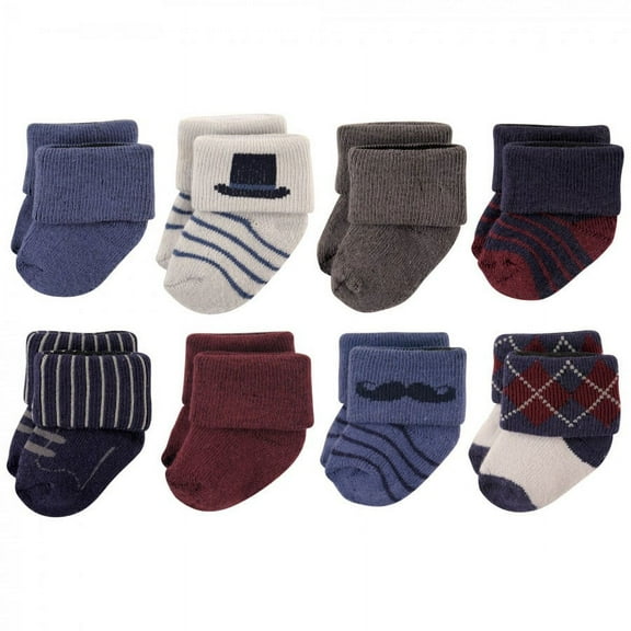 Hudson Baby Infant Boy Cotton Rich Newborn and Terry Socks, Gentleman, 6-12 Months