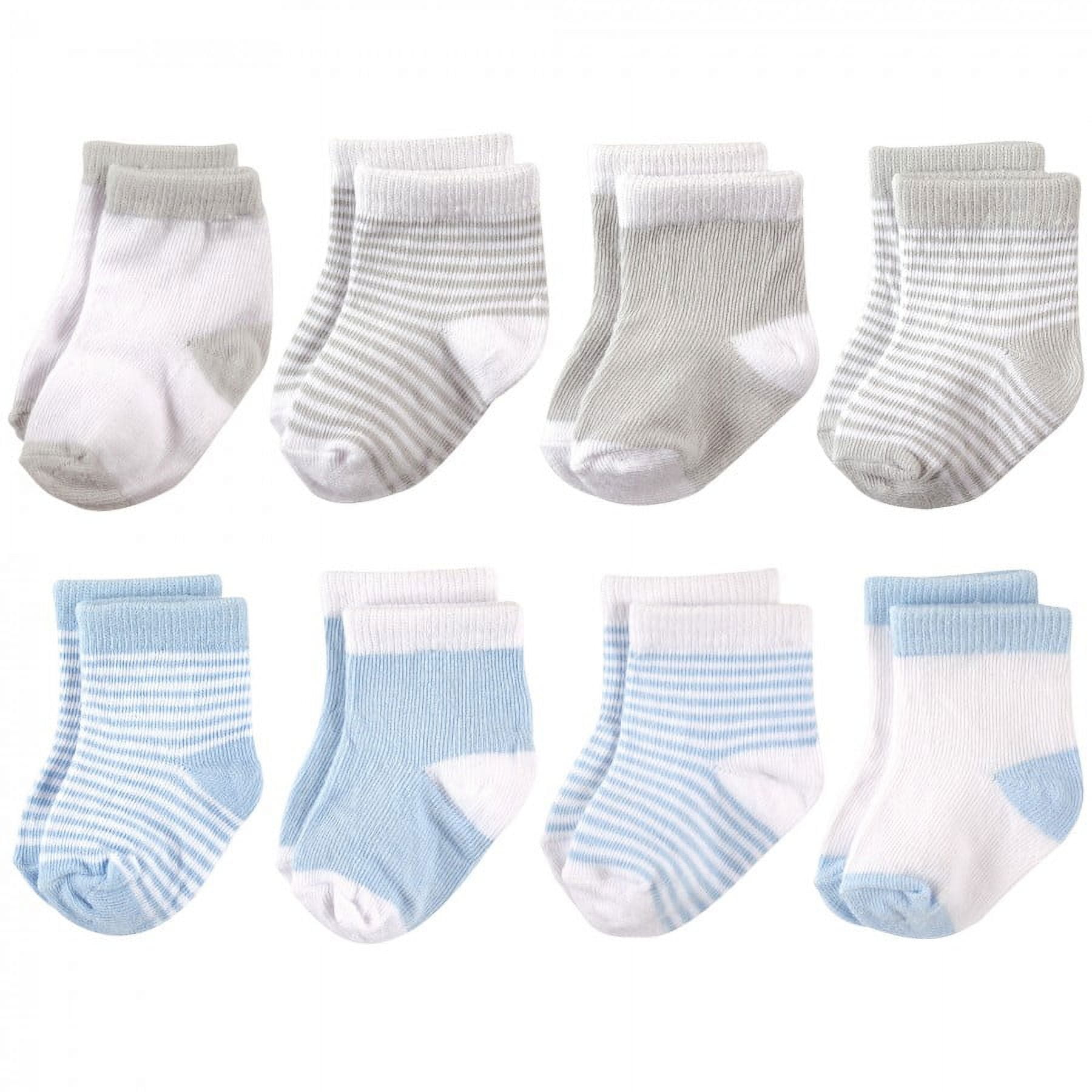 Hudson Baby Infant Boy Cotton Rich Newborn and Terry Socks, Light Blue Gray, 12-24 Months