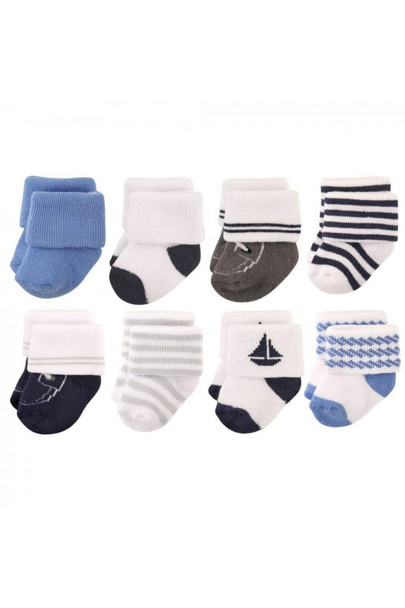 Infant Boy Cotton Rich Newborn and Terry Socks, Nautical, 6-12 Months