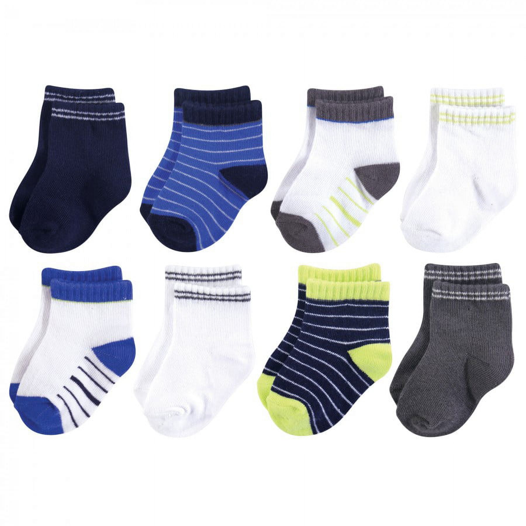 Hudson Baby Infant Boy Cotton Rich Newborn and Terry Socks, Navy Charcoal, 6-12 Months