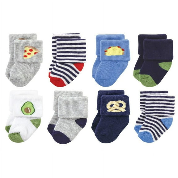 Hudson Baby Infant Boy Cotton Rich Newborn and Terry Socks, Snacks, 0-6 Months