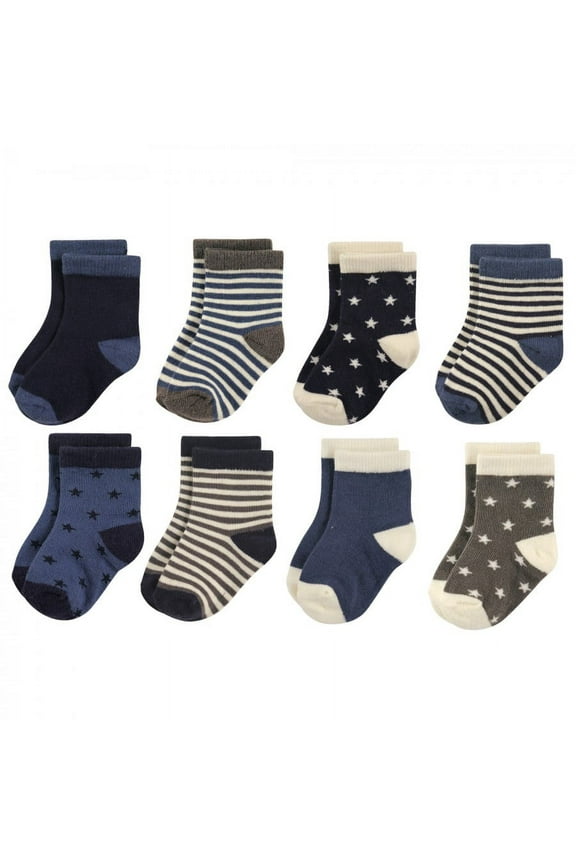 Infant Boy Cotton Rich Newborn and Terry Socks, Stars, 6-12 Months