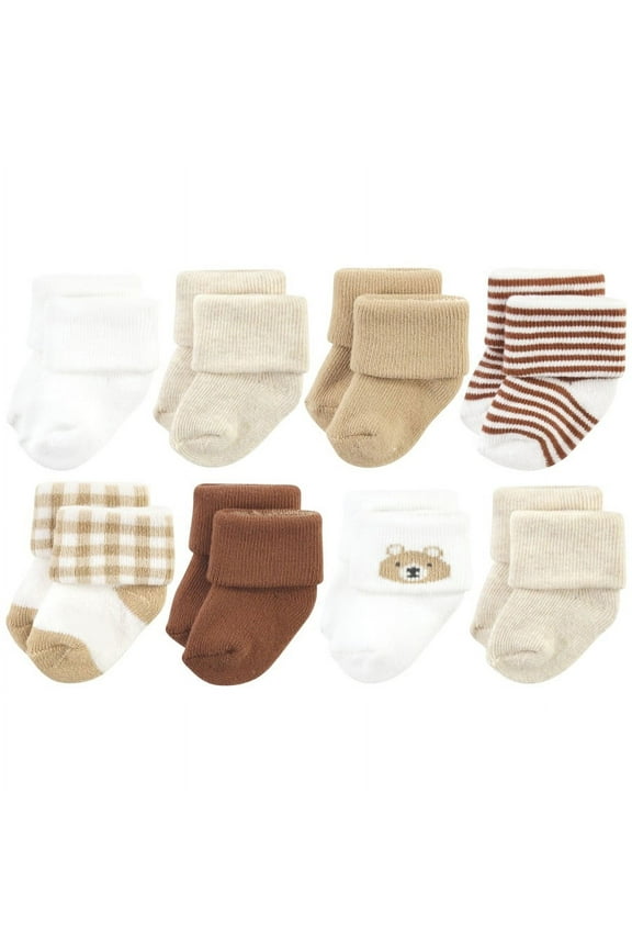 Infant Boy Cotton Rich Newborn and Terry Socks, Teddy Bear, 0-6 Months