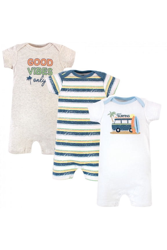 Infant Boy Cotton Rompers 3pk, Gone Surfing, 18-24 Months