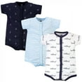 thumbnail image 1 of Hudson Baby Infant Boy Cotton Rompers 3pk, Gray Shark, 0-3 Months, 1 of 4