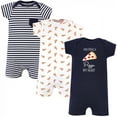 thumbnail image 1 of Hudson Baby Infant Boy Cotton Rompers 3pk, Pizza, 6-9 Months, 1 of 4