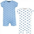 thumbnail image 1 of Hudson Baby Infant Boy Cotton Rompers, Blue Whale 2-Pack, 12-18 Months, 1 of 4