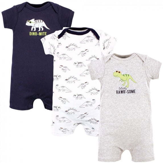 Hudson Baby Infant Boy Cotton Rompers, Cool Dinosaurs, 18-24 Months