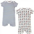 thumbnail image 1 of Hudson Baby Infant Boy Cotton Rompers, French Dog 2-Pack, 0-3 Months, 1 of 4