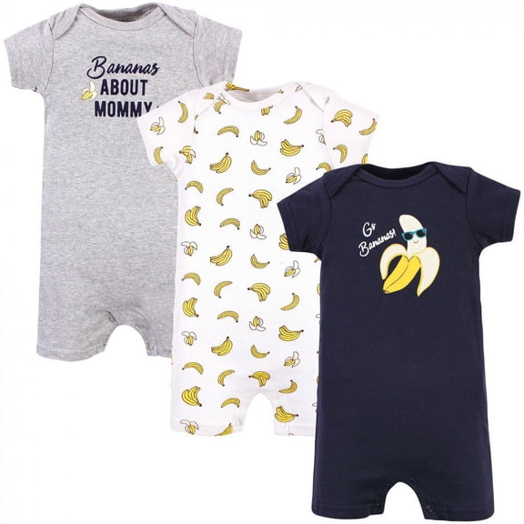 Hudson Baby Infant Boy Cotton Rompers, Go Bananas, 18-24 Months
