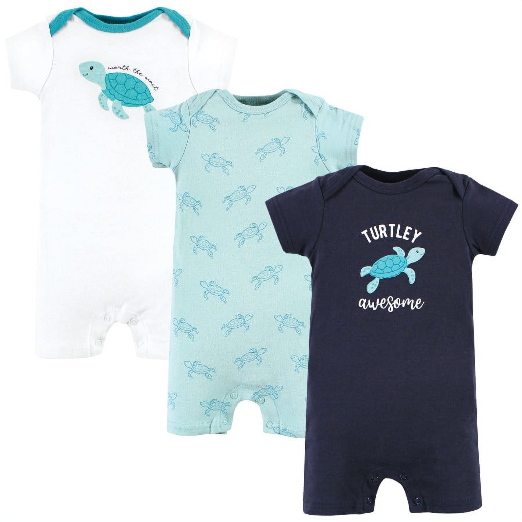 Hudson Baby Infant Boy Cotton Rompers, Sea Turtle, 12-18 Months ...